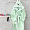 Garnero Arredamenti Accappatoio con cappuccio bambino taglia 5/6 anni verde Coniglio Clearance