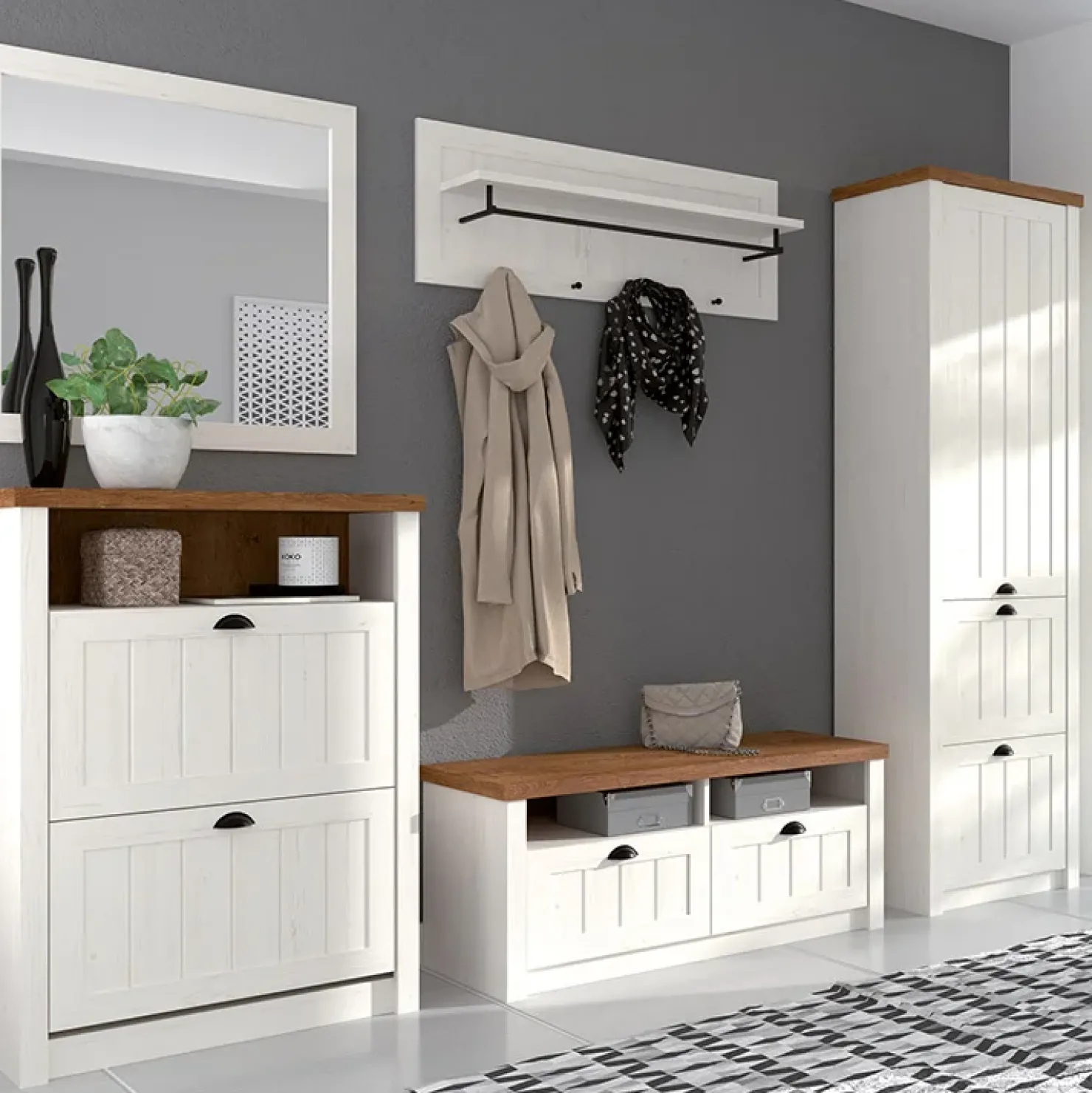 Garnero Arredamenti Alzata per credenza 130x111h cm 9 vani bianco frassinato rovere Provenza