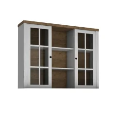 Garnero Arredamenti Alzata per credenza 130x111h cm 9 vani con vetrina bianco frassinato rovere Provenza Online