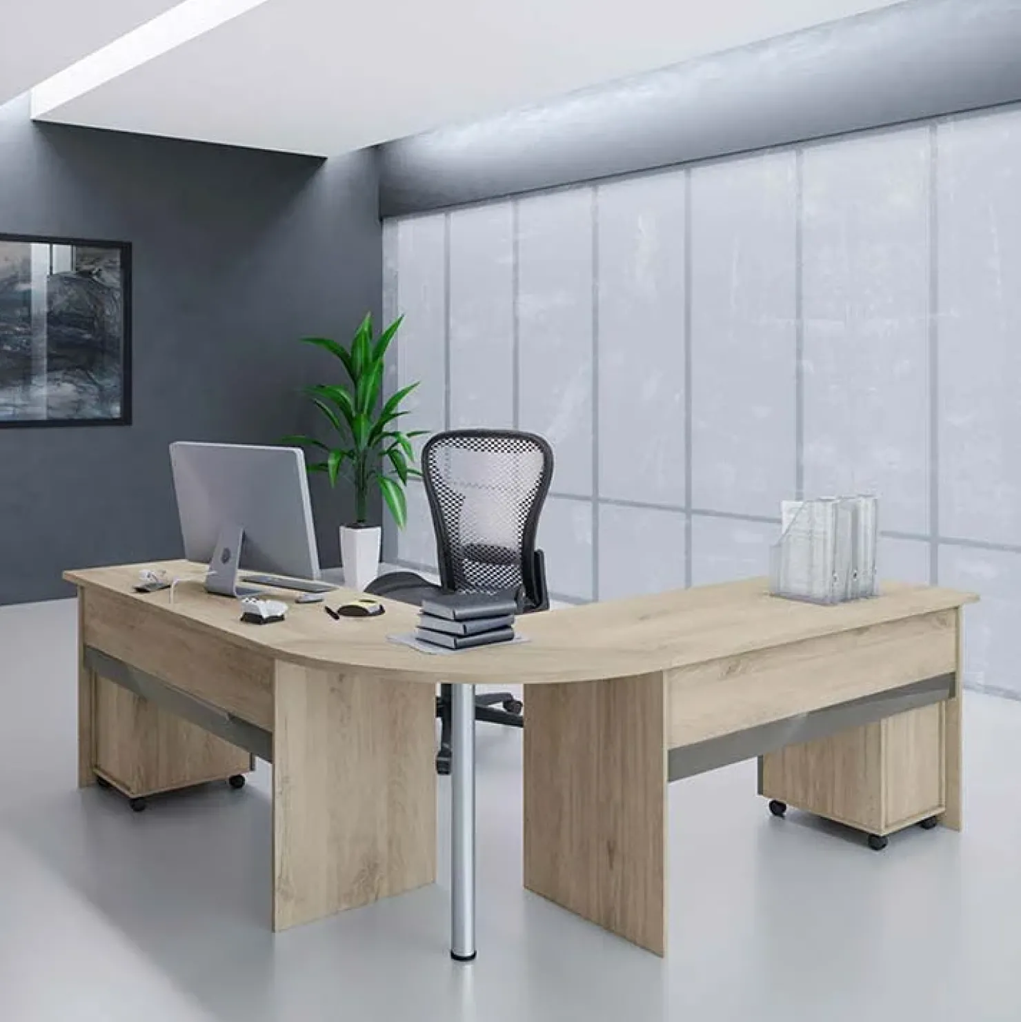 Garnero Arredamenti Angolo 99x75cm per scrivania rovere antracite lucido Time Hot