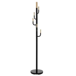 Garnero Arredamenti Appendiabiti da ingresso Ø30x174cm in acciaio nero e rovere Josek Discount
