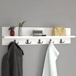 Garnero Arredamenti Appendiabiti da parete 80x18cm con mensola Makira Bianco Outlet