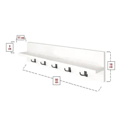 Garnero Arredamenti Appendiabiti da parete 80x18cm con mensola Makira Bianco Outlet