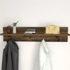 Garnero Arredamenti Appendiabiti da parete 80x18h cm con mensola Makira Noce Clearance