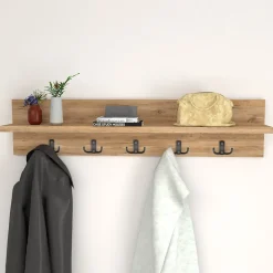 Garnero Arredamenti Appendiabiti da parete 80x18h cm con mensola Makira Rovere Best