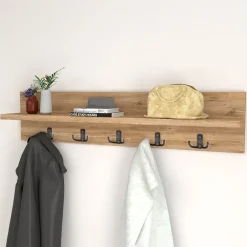 Garnero Arredamenti Appendiabiti da parete 80x18h cm con mensola Makira Rovere Best