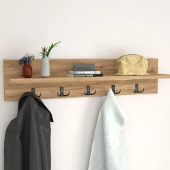 Garnero Arredamenti Appendiabiti da parete 80x18h cm con mensola Makira Rovere Best