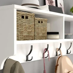 Garnero Arredamenti Appendiabiti da parete 120x37h cm con vani Fionia Bianco Best