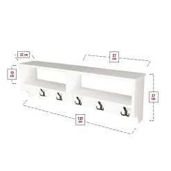 Garnero Arredamenti Appendiabiti da parete 120x37h cm con vani Fionia Bianco Best