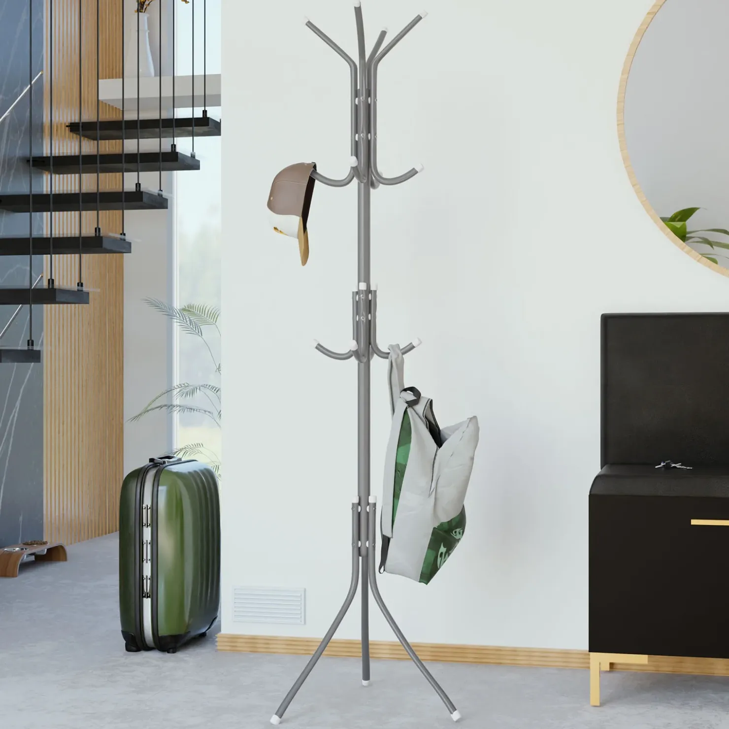 Garnero Arredamenti Appendiabiti da terra 35xh175 cm design moderno Elena Grigio Clearance