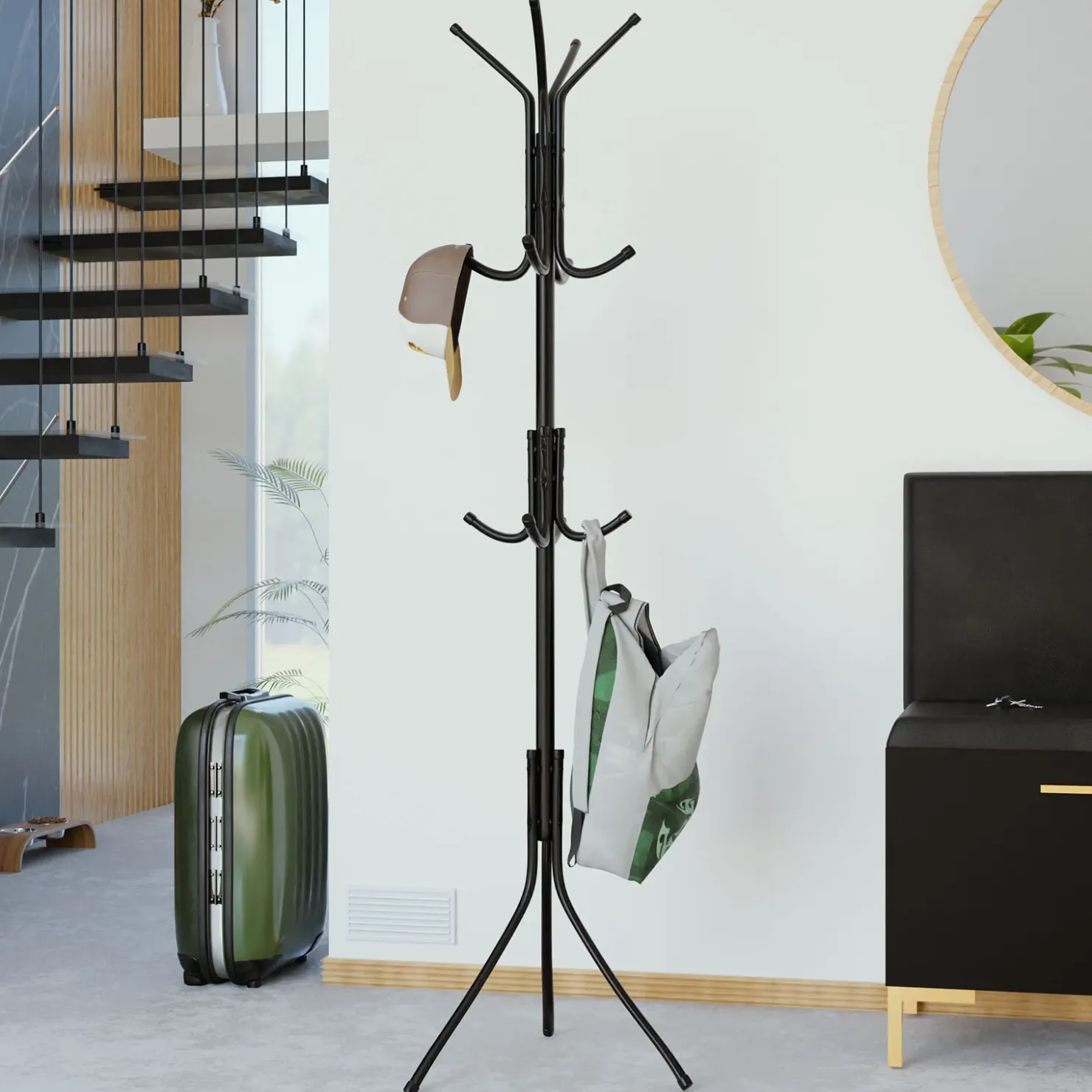 Garnero Arredamenti Appendiabiti da terra 35xh175 cm design moderno Elena Nero