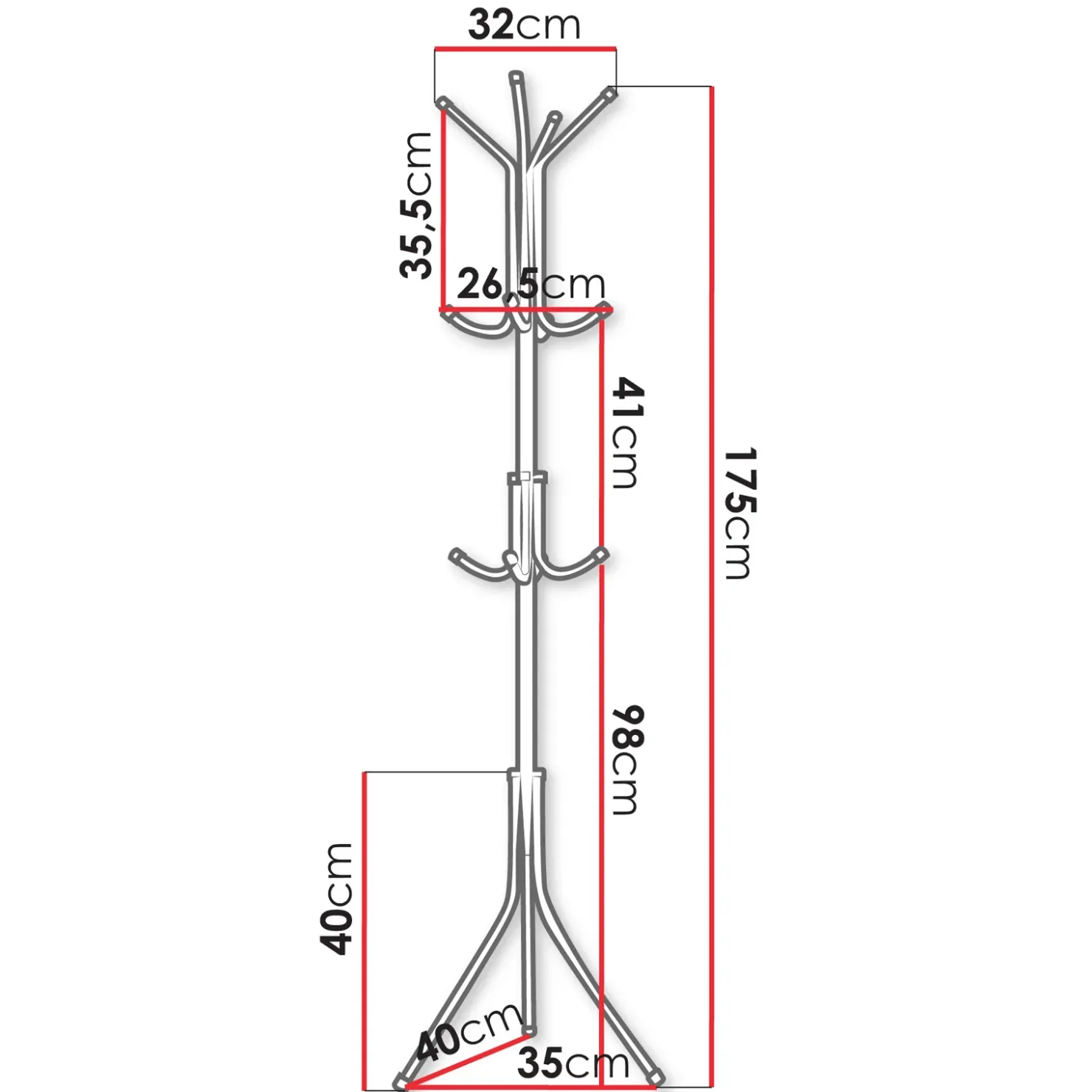 Garnero Arredamenti Appendiabiti da terra 35xh175 cm design moderno Elena Bianco Best