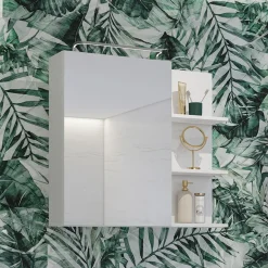 Garnero Arredamenti Armadietto bagno con specchio 78x71h cm 1 anta 3 mensole Linda Bianco Lucido Outlet