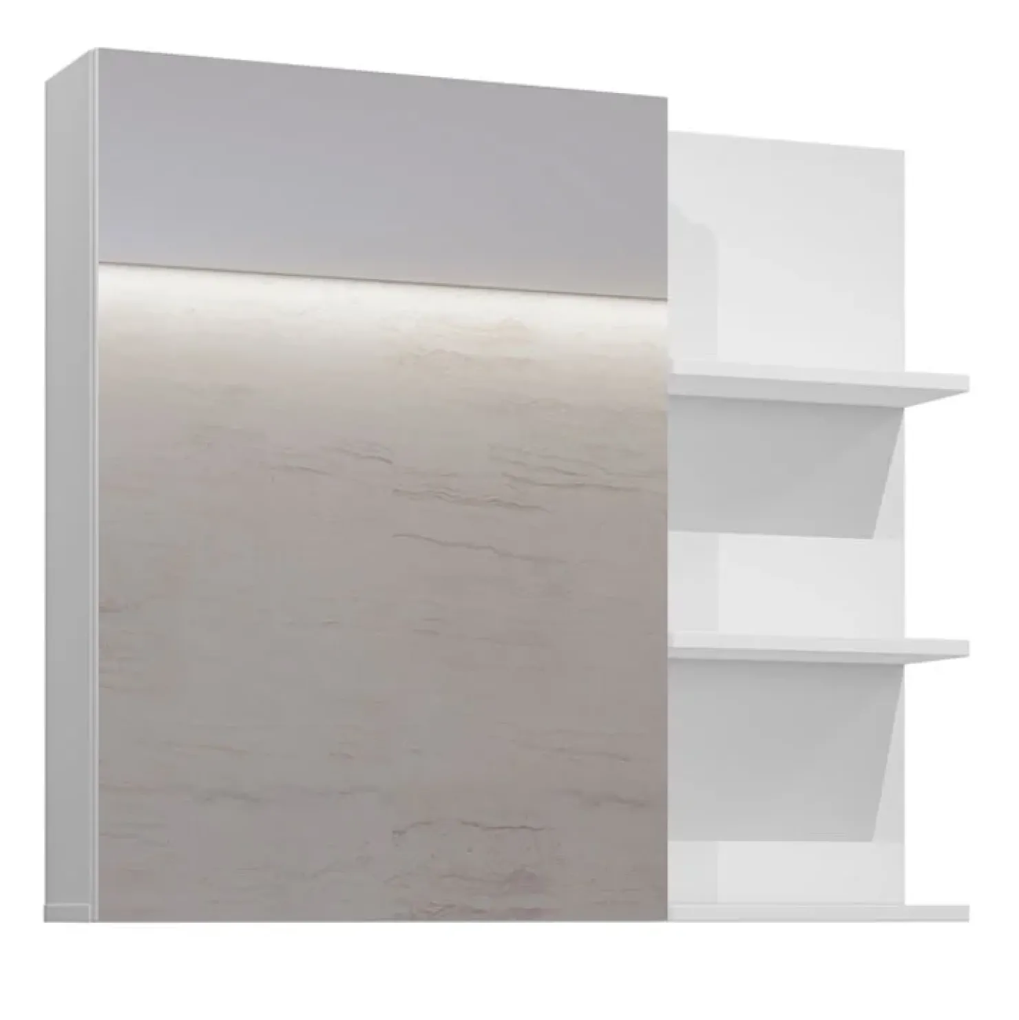 Garnero Arredamenti Armadietto bagno con specchio 78x71h cm 1 anta 3 mensole Linda Bianco Lucido Outlet