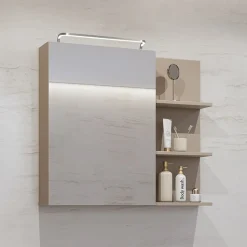 Garnero Arredamenti Armadietto bagno con specchio 78x71h cm 1 anta 3 mensole Linda Tortora Hot