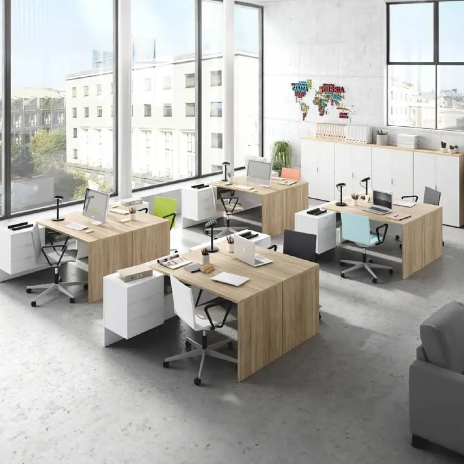 Garnero Arredamenti Armadietto ufficio 80x119h cm 2 ante rovere bianco opaco Work Discount