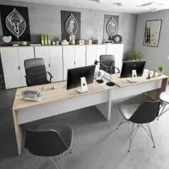 Garnero Arredamenti Armadietto ufficio 80x119h cm 2 ante rovere bianco opaco Work Discount