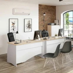 Garnero Arredamenti Armadietto ufficio 80x119h cm 2 ante rovere bianco opaco Work Discount