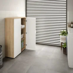 Garnero Arredamenti Armadietto ufficio 80x119h cm 2 ante rovere bianco opaco Work Discount