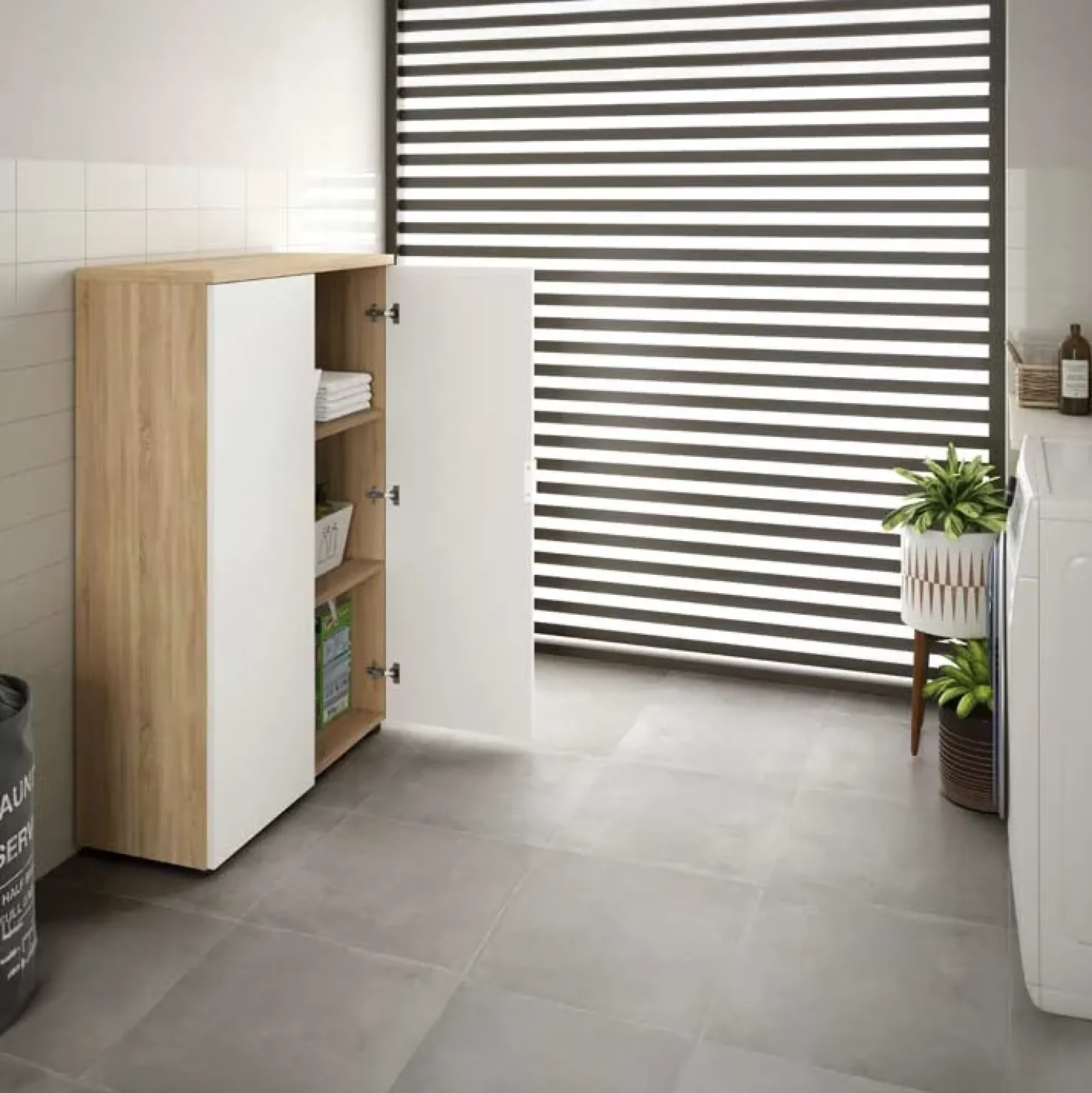 Garnero Arredamenti Armadietto ufficio 80x119h cm 2 ante rovere bianco opaco Work Discount