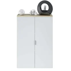 Garnero Arredamenti Armadietto ufficio 80x119h cm 2 ante rovere bianco opaco Work Discount