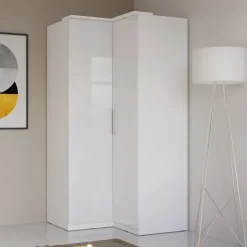 Garnero Arredamenti Armadio ad angolo 109x217h cm 2 ante bianco opaco e lucido Naper Online