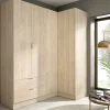 Garnero Arredamenti Armadio angolare 174x184h cm con ante e cassetti legno rovere Juan Hot
