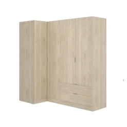 Garnero Arredamenti Armadio angolare 174x184h cm con ante e cassetti legno rovere Juan Hot