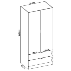 Garnero Arredamenti Armadio angolare 174x184h cm con ante e cassetti legno rovere Juan Hot
