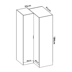 Garnero Arredamenti Armadio angolare 174x184h cm con ante e cassetti legno rovere Juan Hot