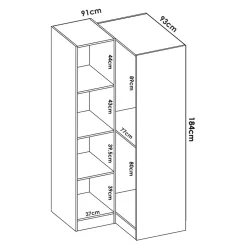 Garnero Arredamenti Armadio angolare 174x184h cm con ante e cassetti legno rovere Juan Hot