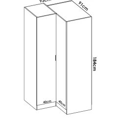 Garnero Arredamenti Armadio angolare 133x184h cm con barra appendiabiti legno bianco Juan Clearance