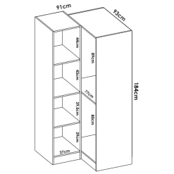 Garnero Arredamenti Armadio angolare 133x184h cm con barra appendiabiti legno bianco Juan Clearance