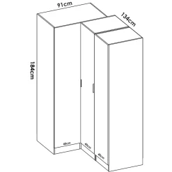 Garnero Arredamenti Armadio angolare 133x184h cm con barra appendiabiti legno bianco Juan Clearance