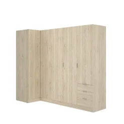 Garnero Arredamenti Armadio angolare 214x184h cm con ante e cassetti legno rovere Juan Discount