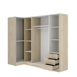 Garnero Arredamenti Armadio angolare 214x184h cm con ante e cassetti legno rovere Juan Discount