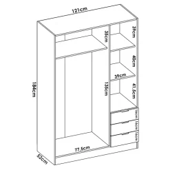 Garnero Arredamenti Armadio angolare 214x184h cm con ante e cassetti legno rovere Juan Discount