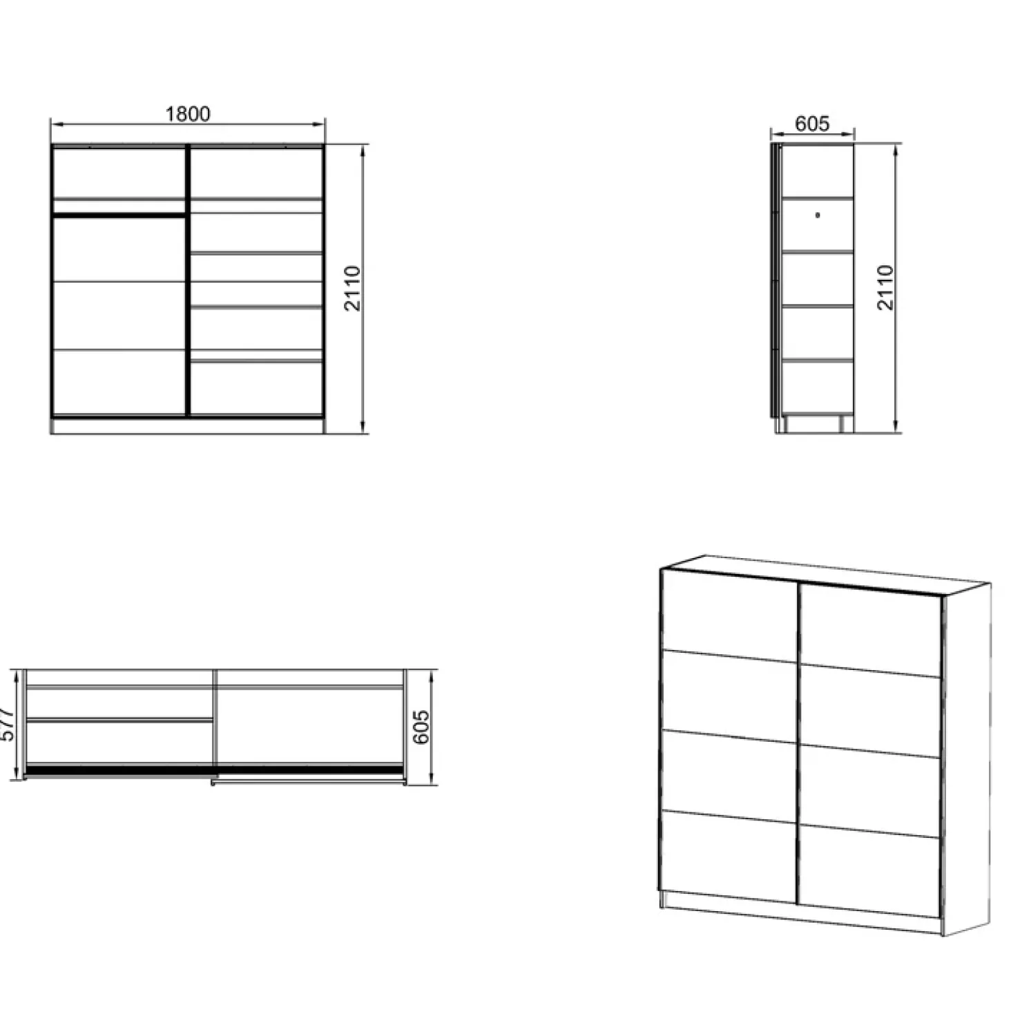 Garnero Arredamenti Armadio ante scorrevoli Arturo 180 cm quercia Hot