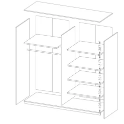 Garnero Arredamenti Armadio con specchio 221x210h cm 2 ante scorrevoli rovere scuro Lisbona Gihome® Clearance