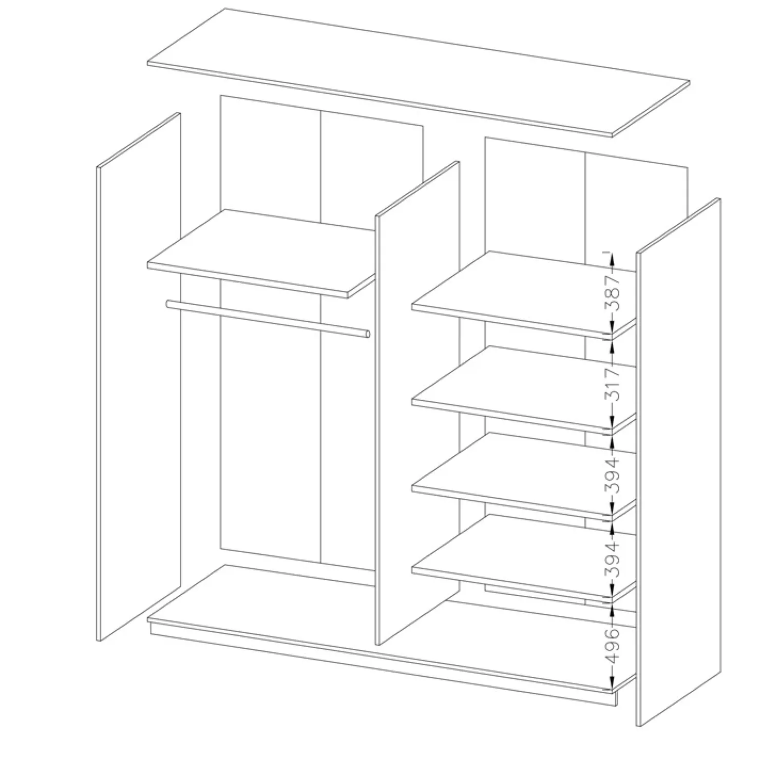 Garnero Arredamenti Armadio con specchio 221x210h cm 2 ante scorrevoli rovere scuro Lisbona Gihome® Clearance