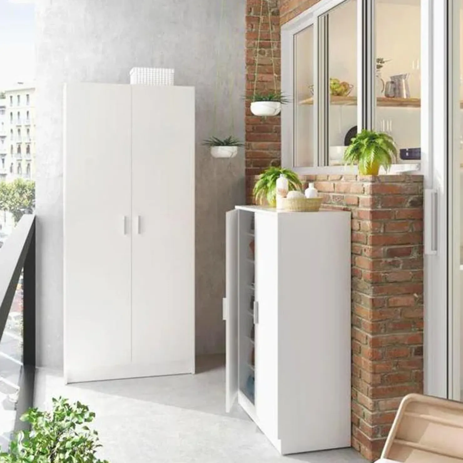 Garnero Arredamenti Armadio ingresso 73x180h cm 2 ante battenti multiuso bianco opaco Corie Best