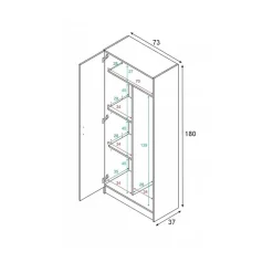 Garnero Arredamenti Armadio ingresso 73x180h cm 2 ante battenti multiuso bianco opaco Corie Best