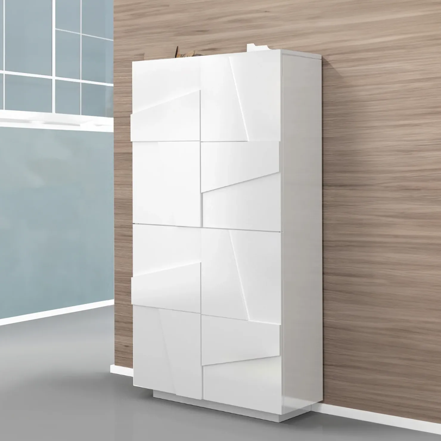 Garnero Arredamenti Armadio scarpiera 80x168h cm 4 ante Zenzero Bianco Lucido Sale