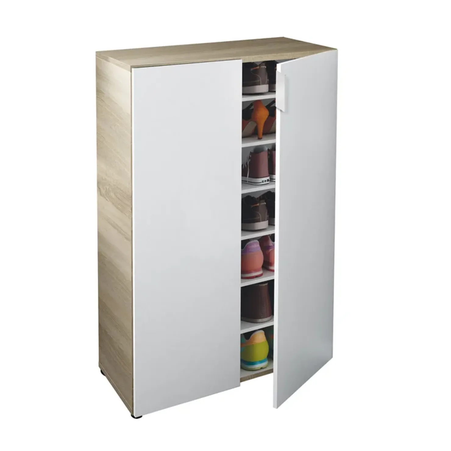Garnero Arredamenti Armadio scarpiera 72x103h cm 6 ripiani bianco opaco rovere Stil Gihome® New
