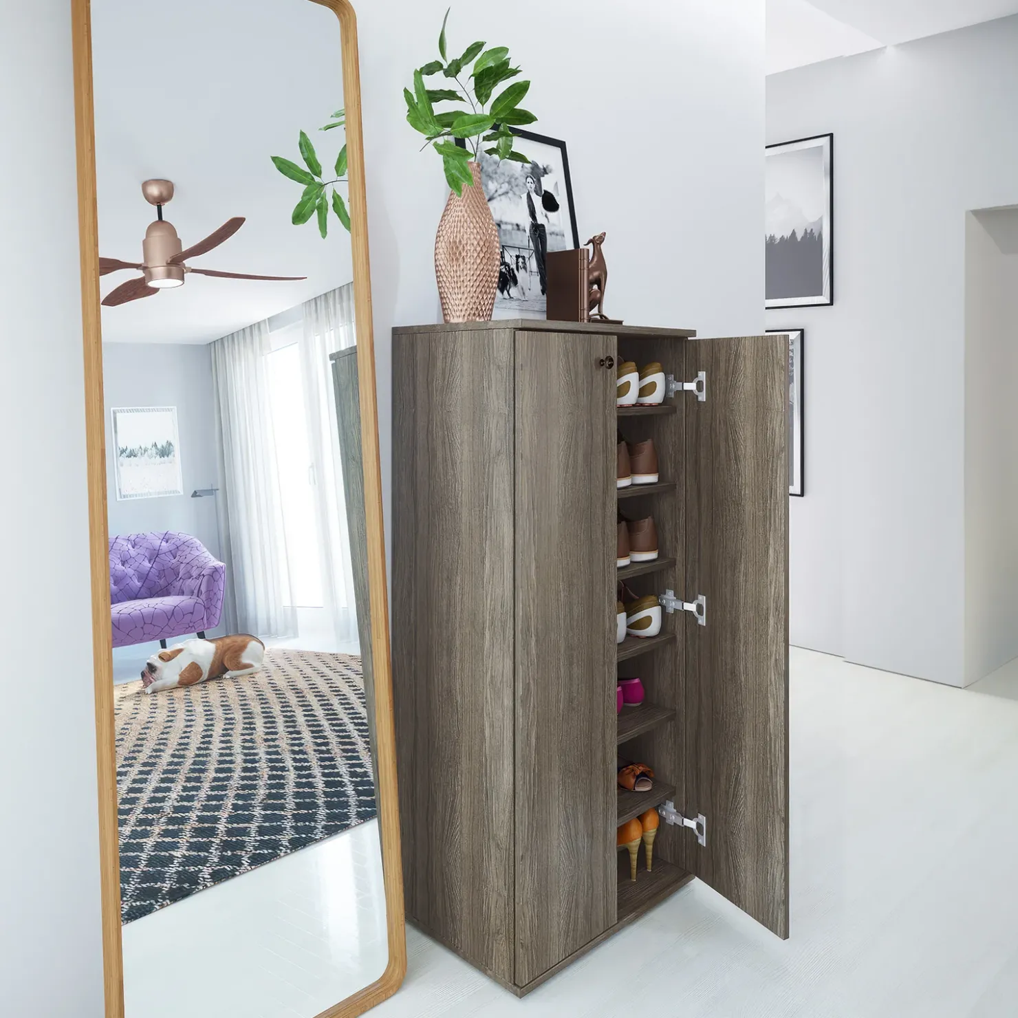 Garnero Arredamenti Armadio scarpiera 55x119h cm 2 ante rovere moro Vertigo Discount