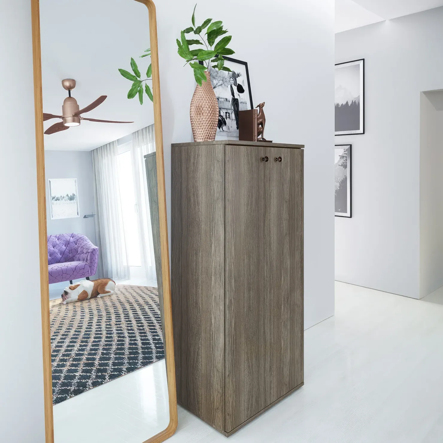 Garnero Arredamenti Armadio scarpiera 55x119h cm 2 ante rovere moro Vertigo Discount