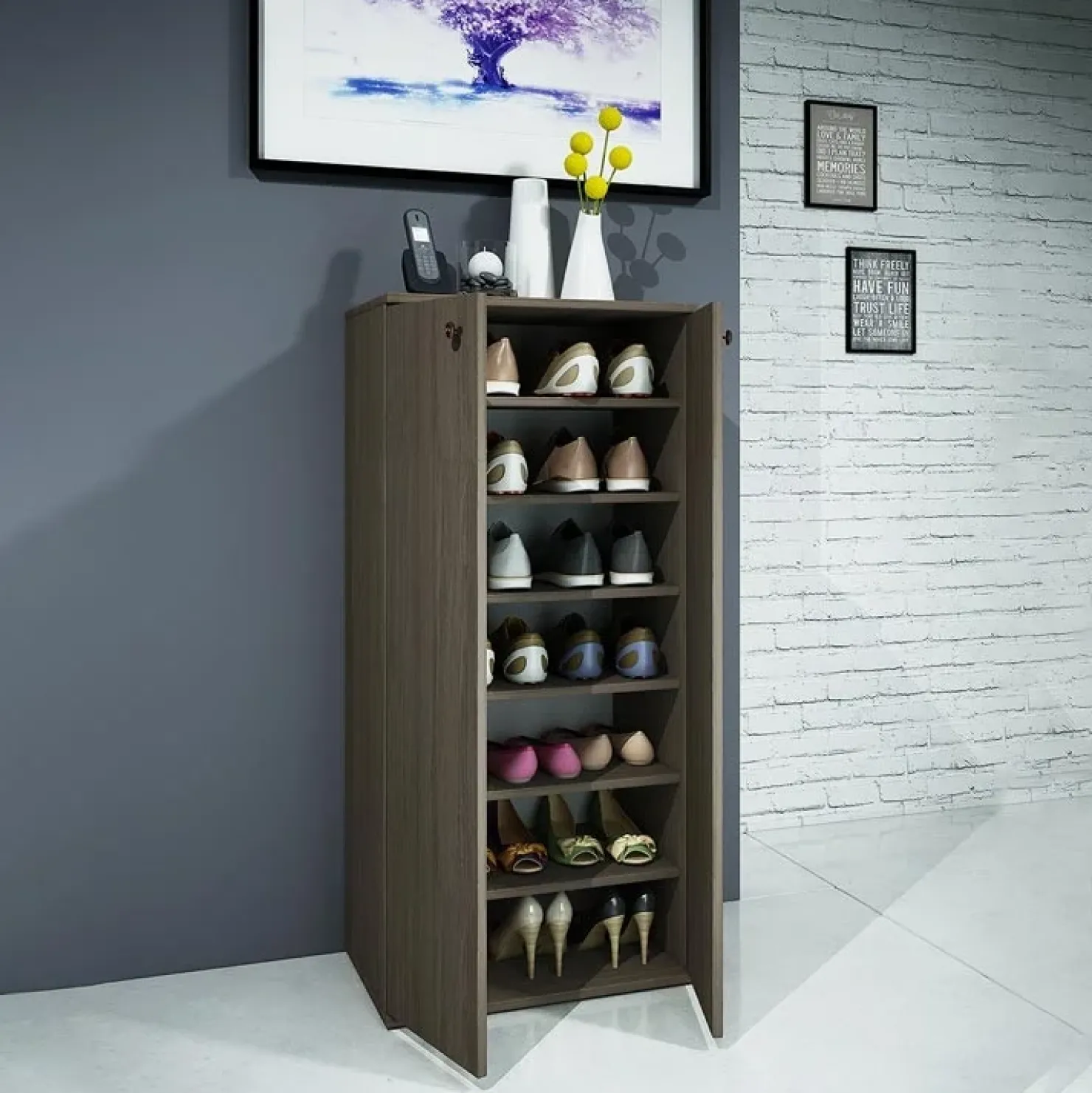 Garnero Arredamenti Armadio scarpiera 55x119h cm 2 ante rovere moro Vertigo Discount