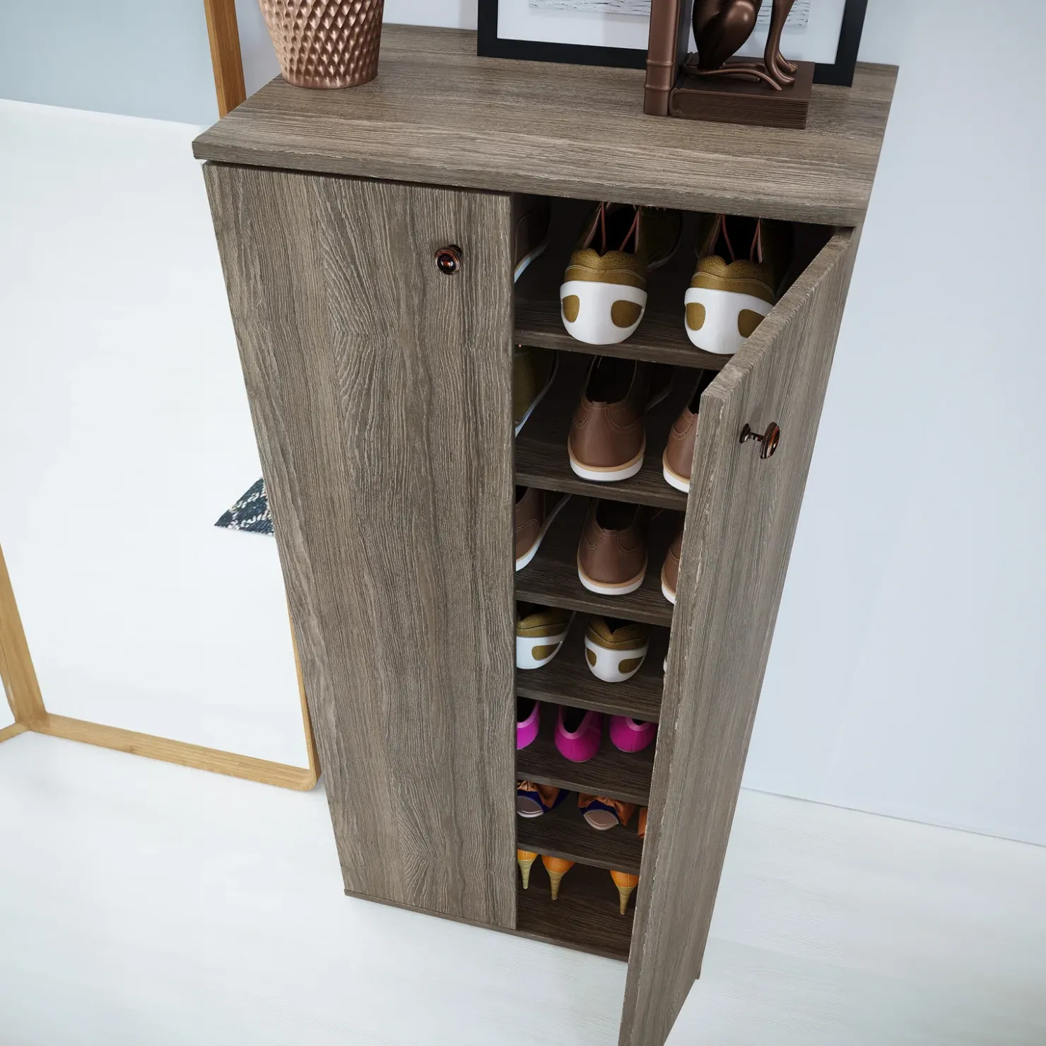 Garnero Arredamenti Armadio scarpiera 55x119h cm 2 ante rovere moro Vertigo Discount