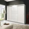 Garnero Arredamenti Armadio scorrevole 250x215h cm 3 ante moderno cassetti e led bianco Larissa Clearance