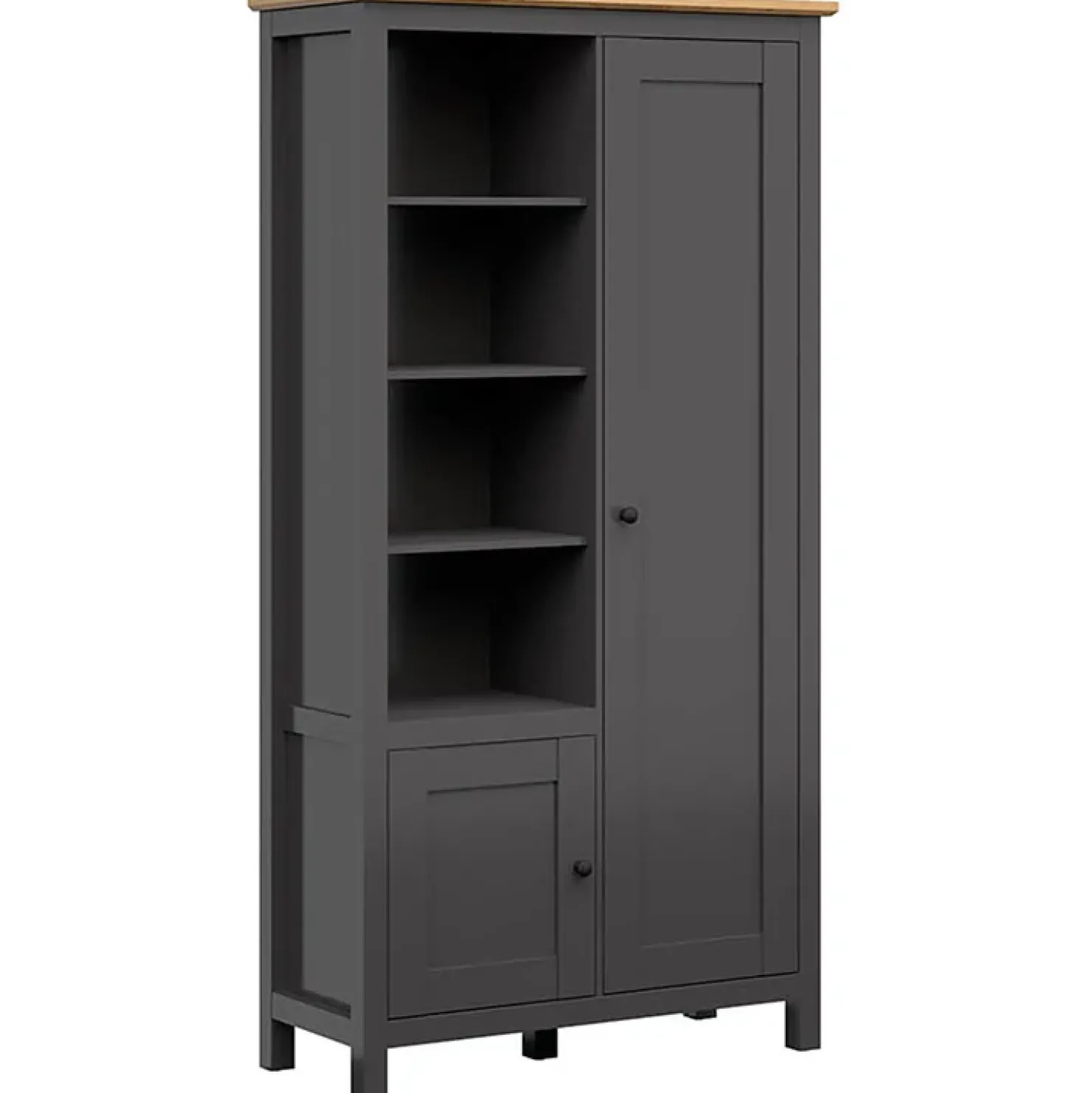 Garnero Arredamenti Armadio soggiorno 106x203h cm 4 vani giorno nero grafite rovere chiaro Holga Best